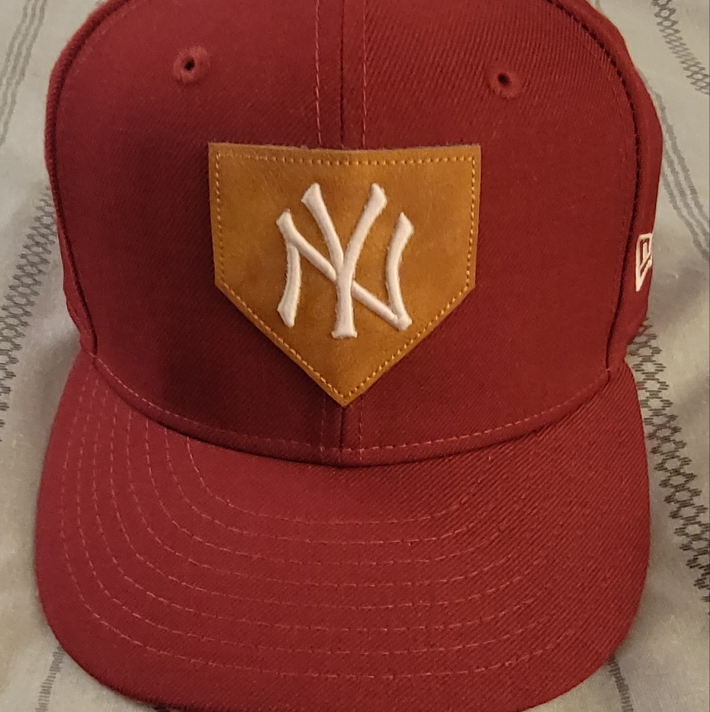 Yankees hat 7 3/8" leather patch, leather headband New